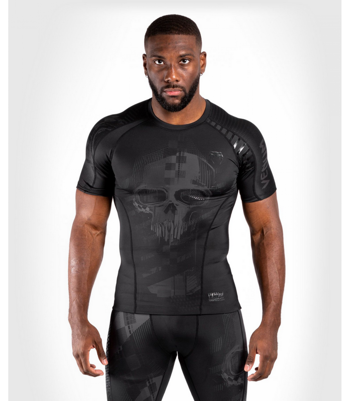 Рашгард - Venum Skull Rashguard - Short sleeves - Black/Black​